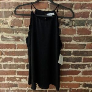 Black Scalloped Edge High NeckTank